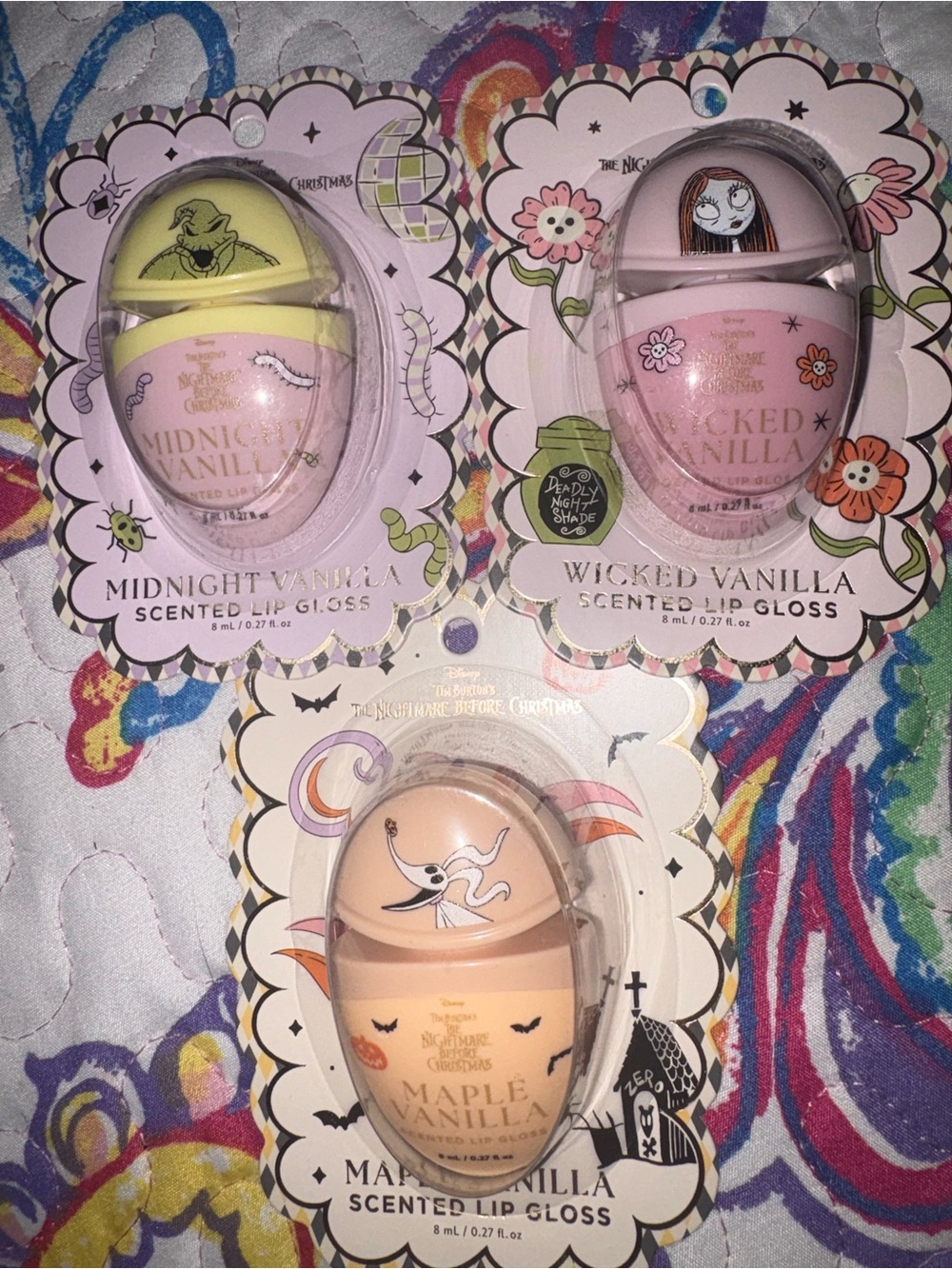 The Nightmare Before Christmas Scented Lip Gloss Trio — Pink, Yellow, Peach